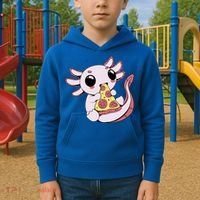 Cute Axolotl Pizza Lover Kids Hoodie thumb 2