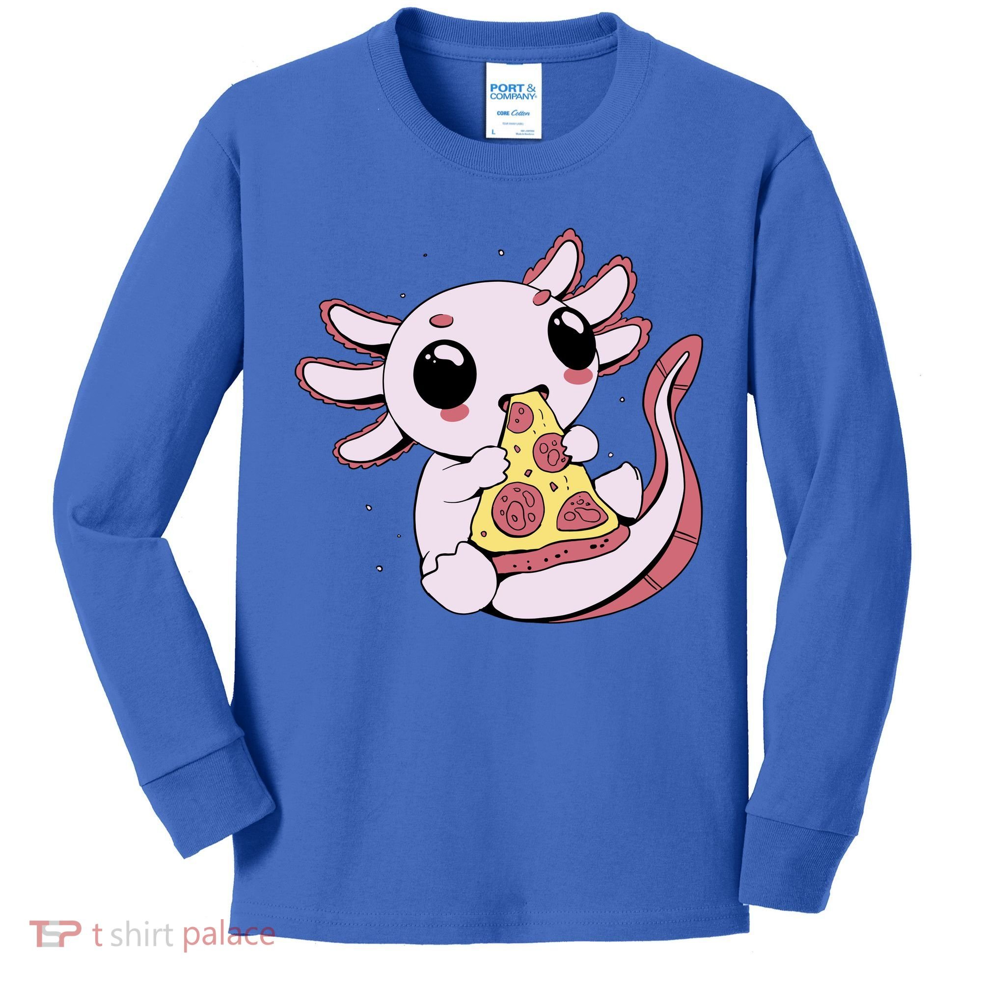 Cute Axolotl Pizza Lover Kids Long Sleeve Shirt