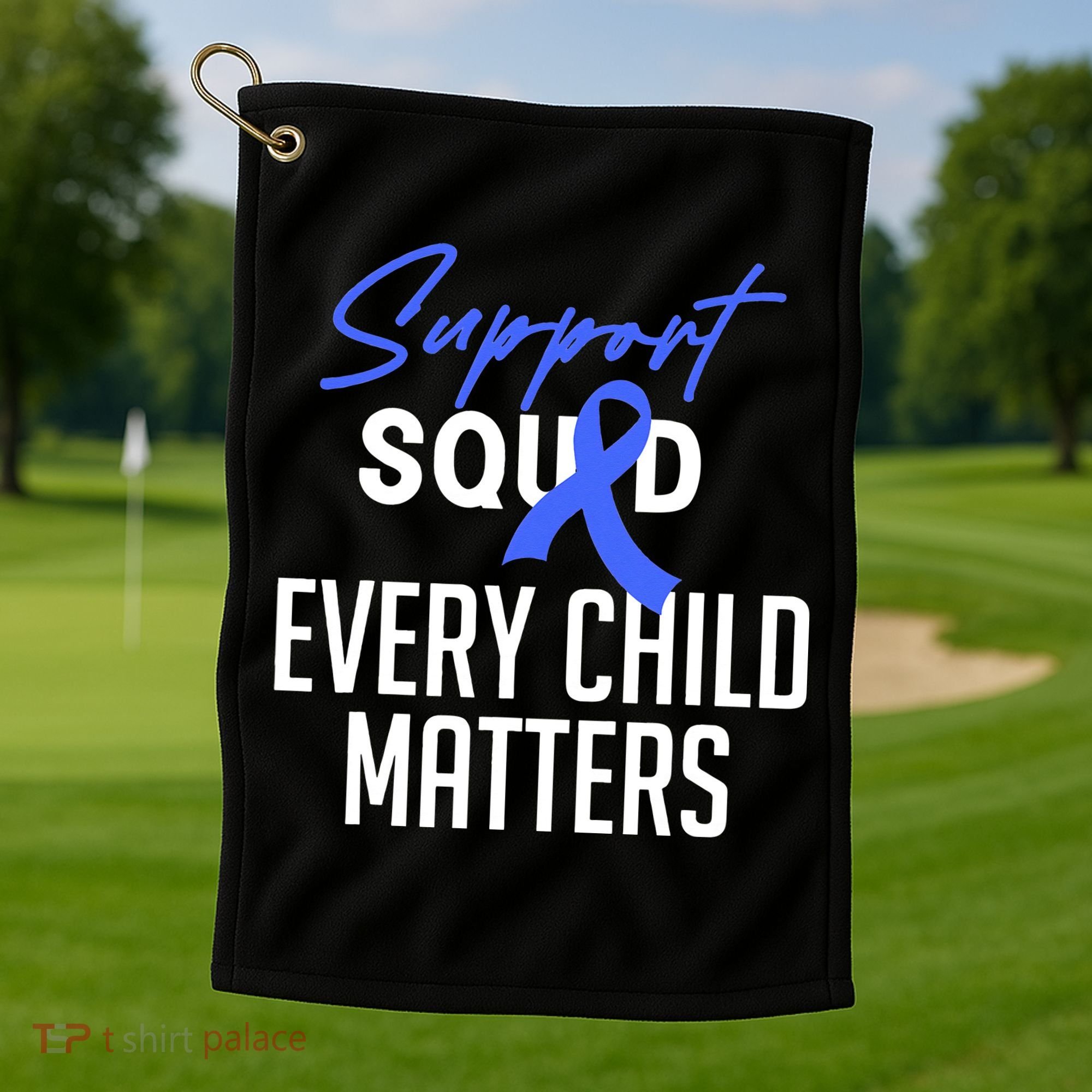 Child Abuse Prevention Awareness Month Blue Ribbon Trex Golf Towel