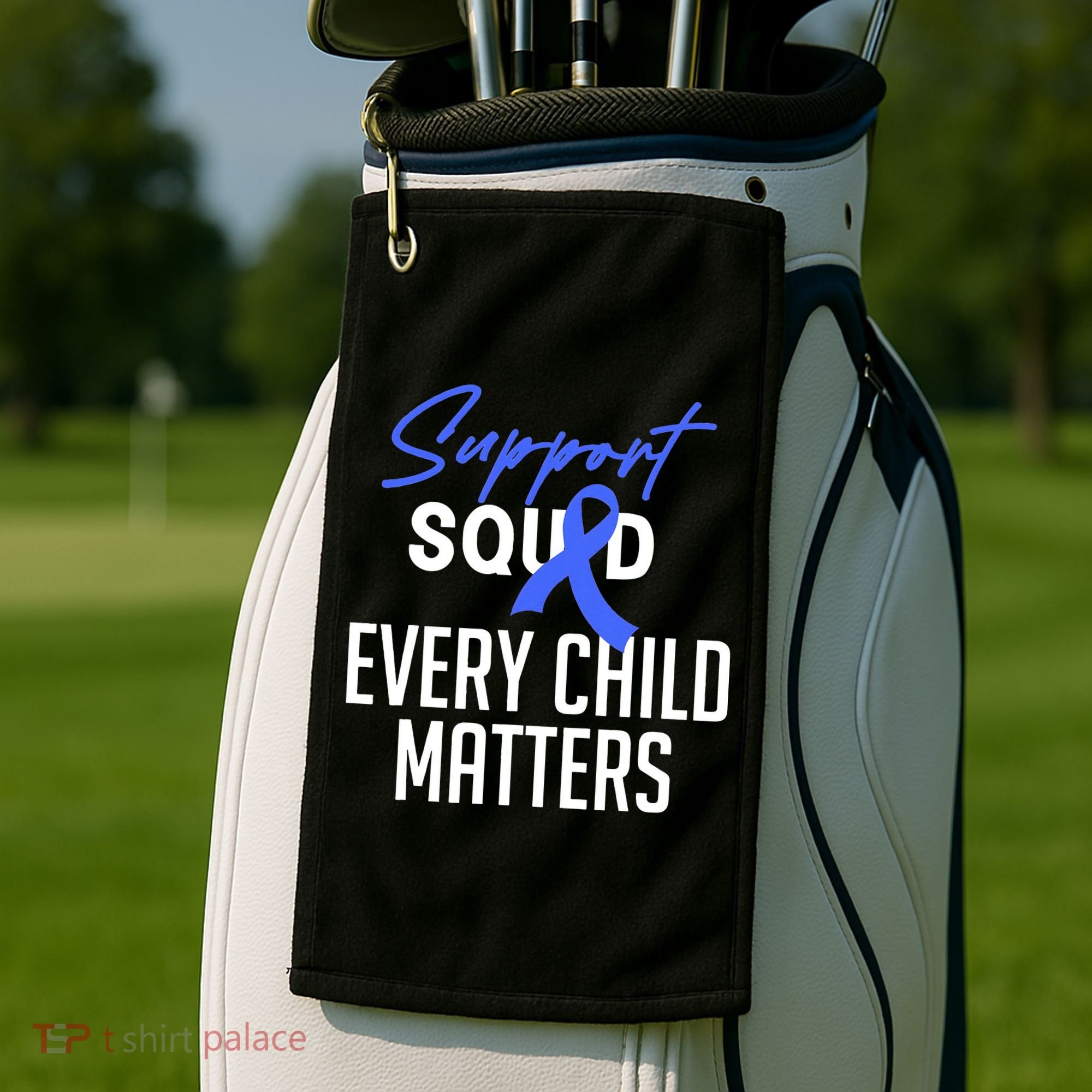 Child Abuse Prevention Awareness Month Blue Ribbon Trex Golf Towel