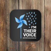 Child Abuse Prevention Awareness Im Their Voice Pinwheel Coaster thumb 0