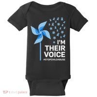 Child Abuse Prevention Awareness Im Their Voice Pinwheel Baby Bodysuit thumb 0