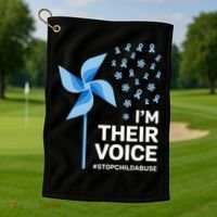 Child Abuse Prevention Awareness Im Their Voice Pinwheel Golf Towel thumb 1