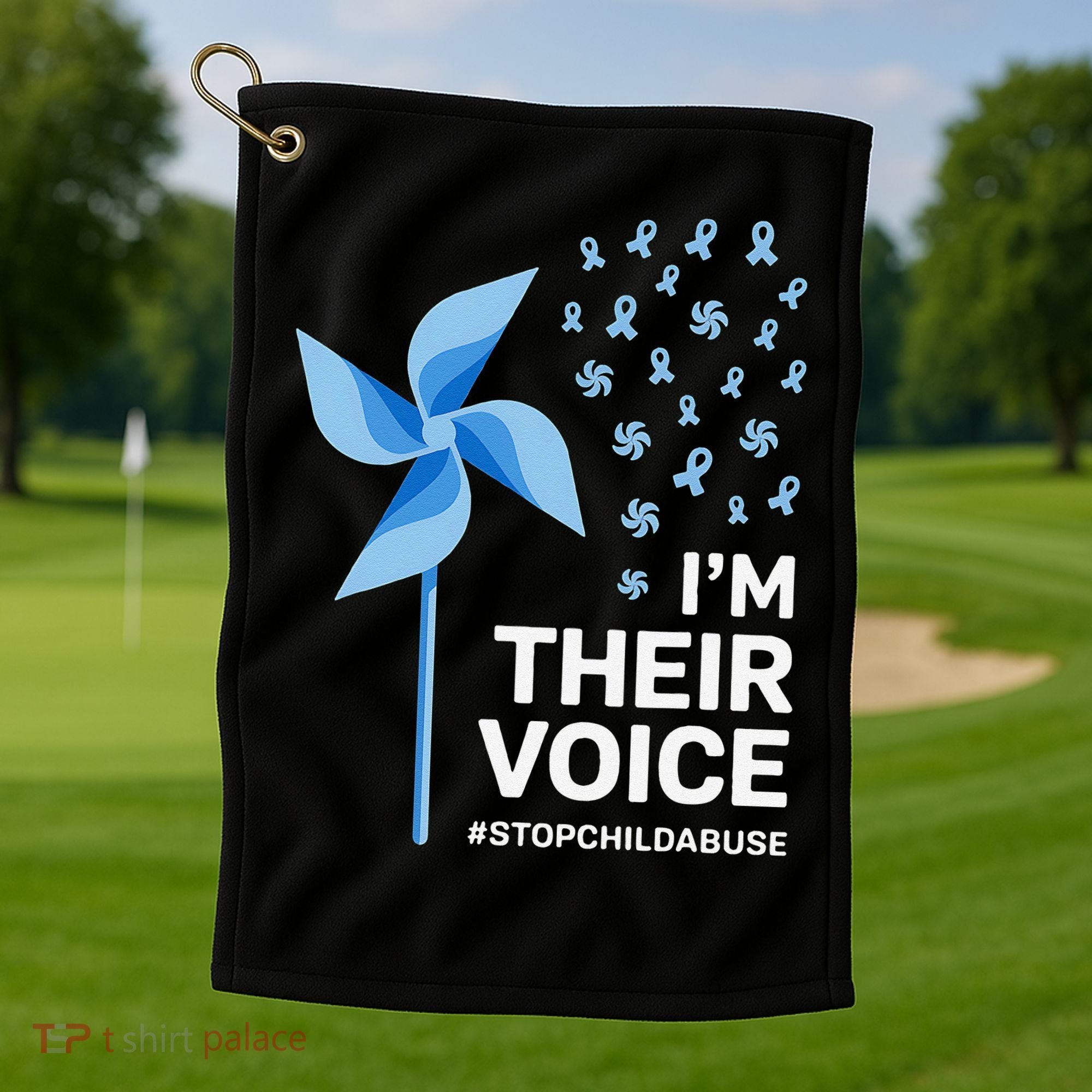 Child Abuse Prevention Awareness Im Their Voice Pinwheel Golf Towel