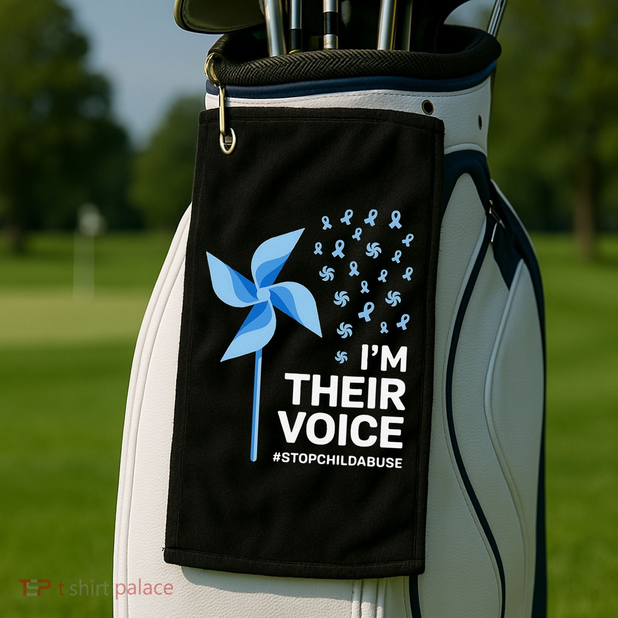 Child Abuse Prevention Awareness Im Their Voice Pinwheel Golf Towel