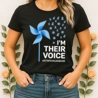 Child Abuse Prevention Awareness Im Their Voice Pinwheel Women's T-Shirt thumb 2