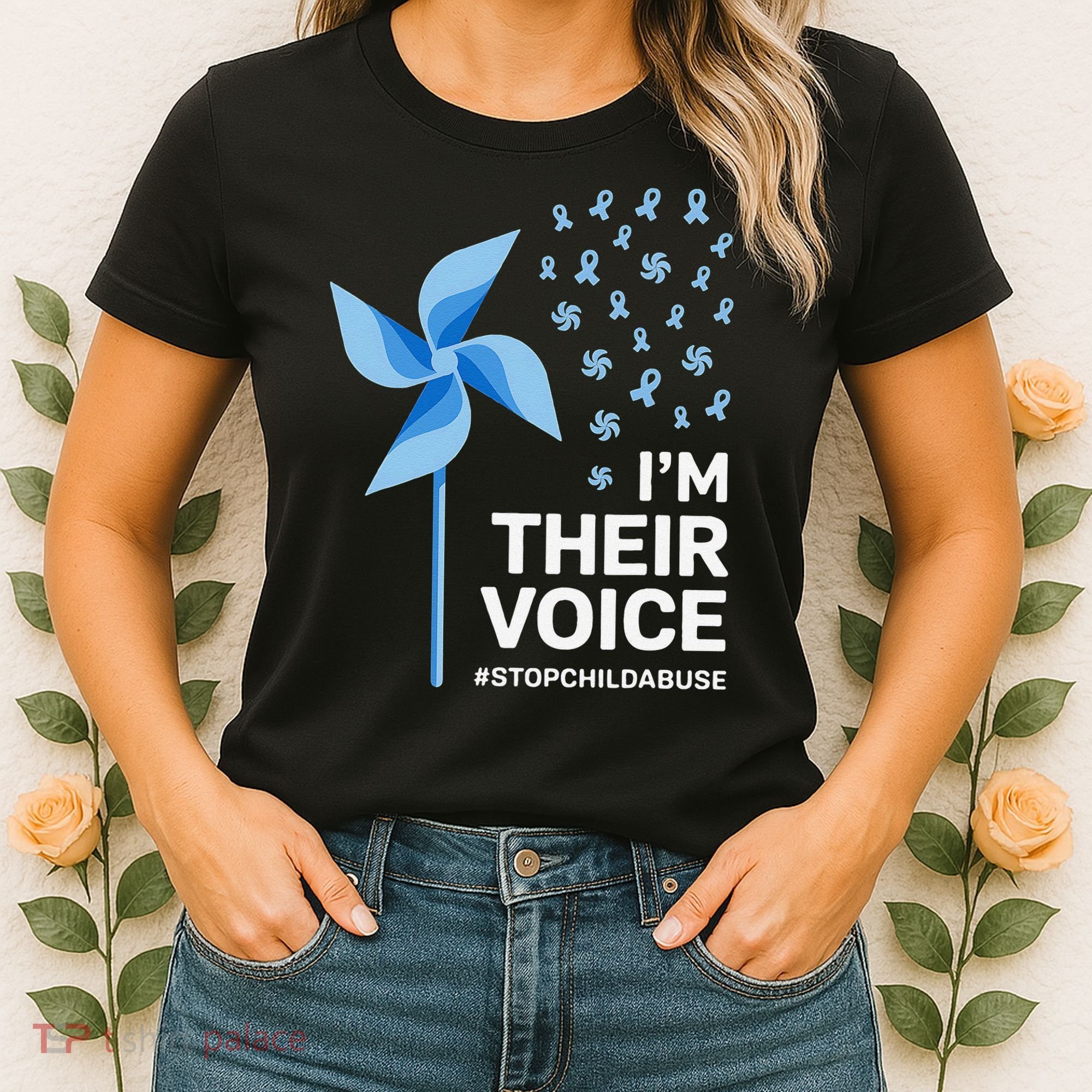 Child Abuse Prevention Awareness Im Their Voice Pinwheel Women's T-Shirt