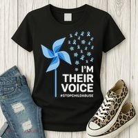 Child Abuse Prevention Awareness Im Their Voice Pinwheel Women's T-Shirt thumb 3