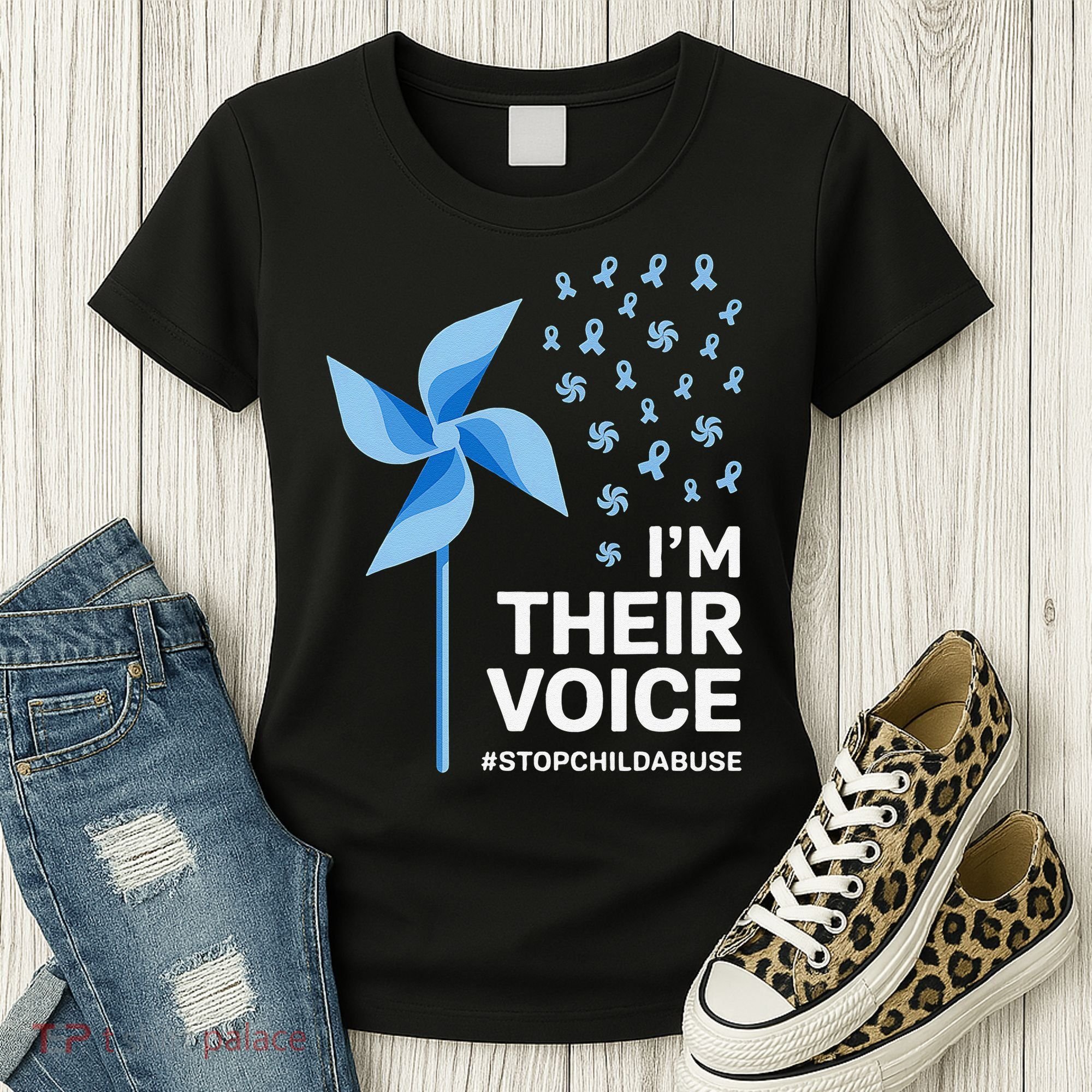 Child Abuse Prevention Awareness Im Their Voice Pinwheel Women's T-Shirt