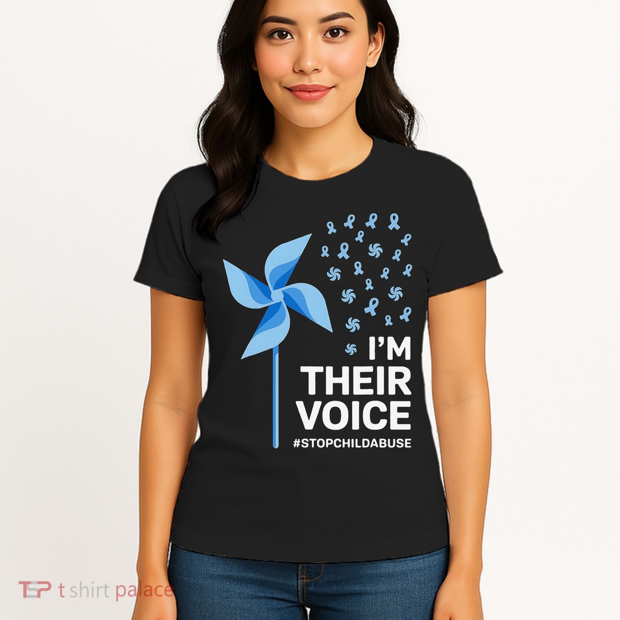 Child Abuse Prevention Awareness Im Their Voice Pinwheel Women's T-Shirt