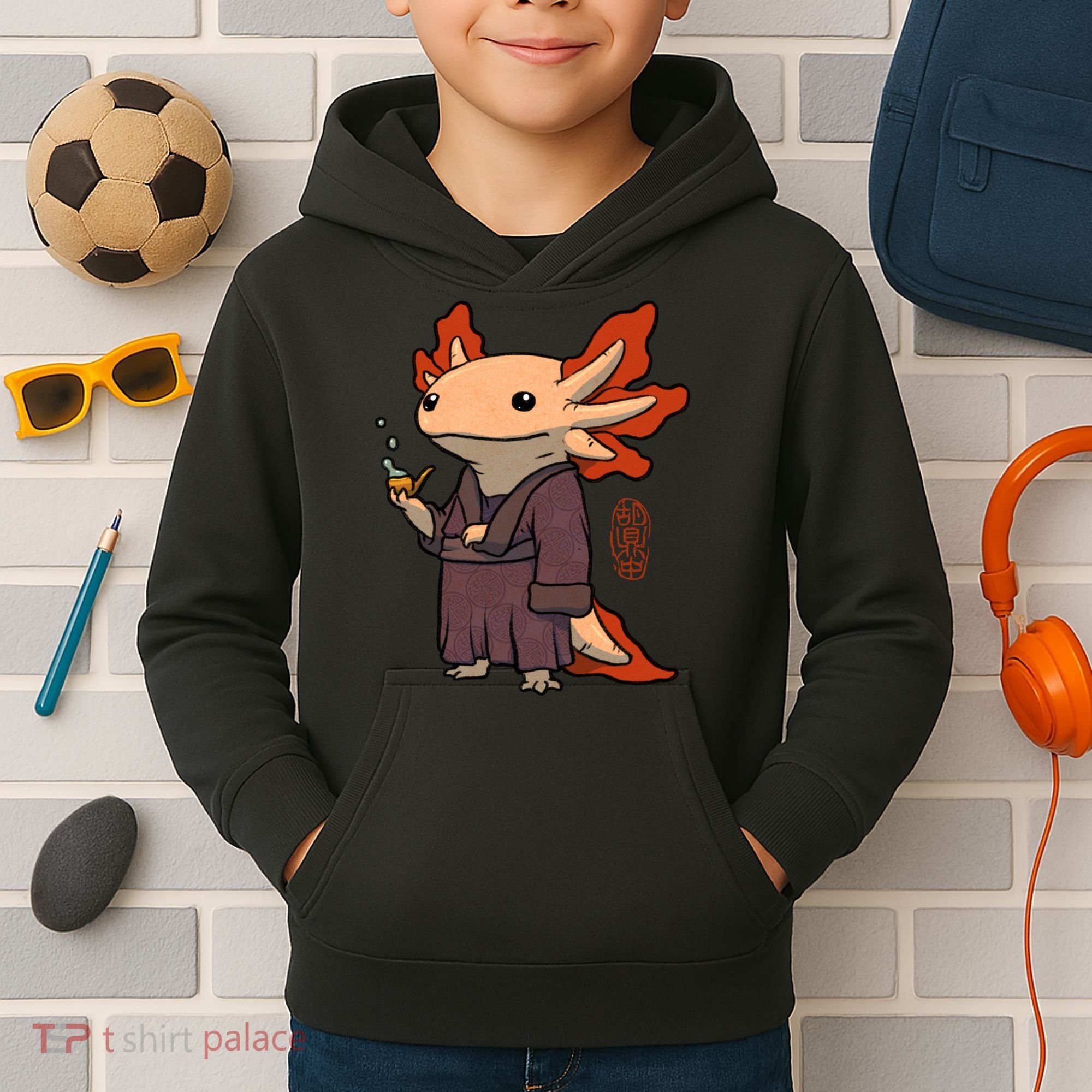 Cute Axolotl Philosopher Kids Hoodie