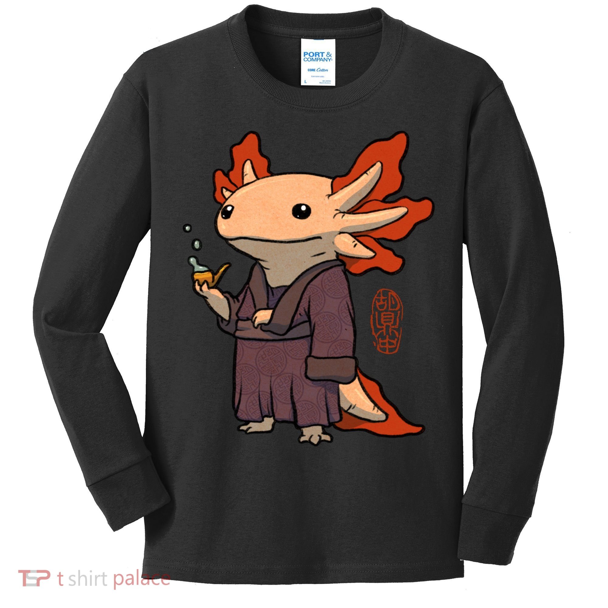 Cute Axolotl Philosopher Kids Long Sleeve Shirt