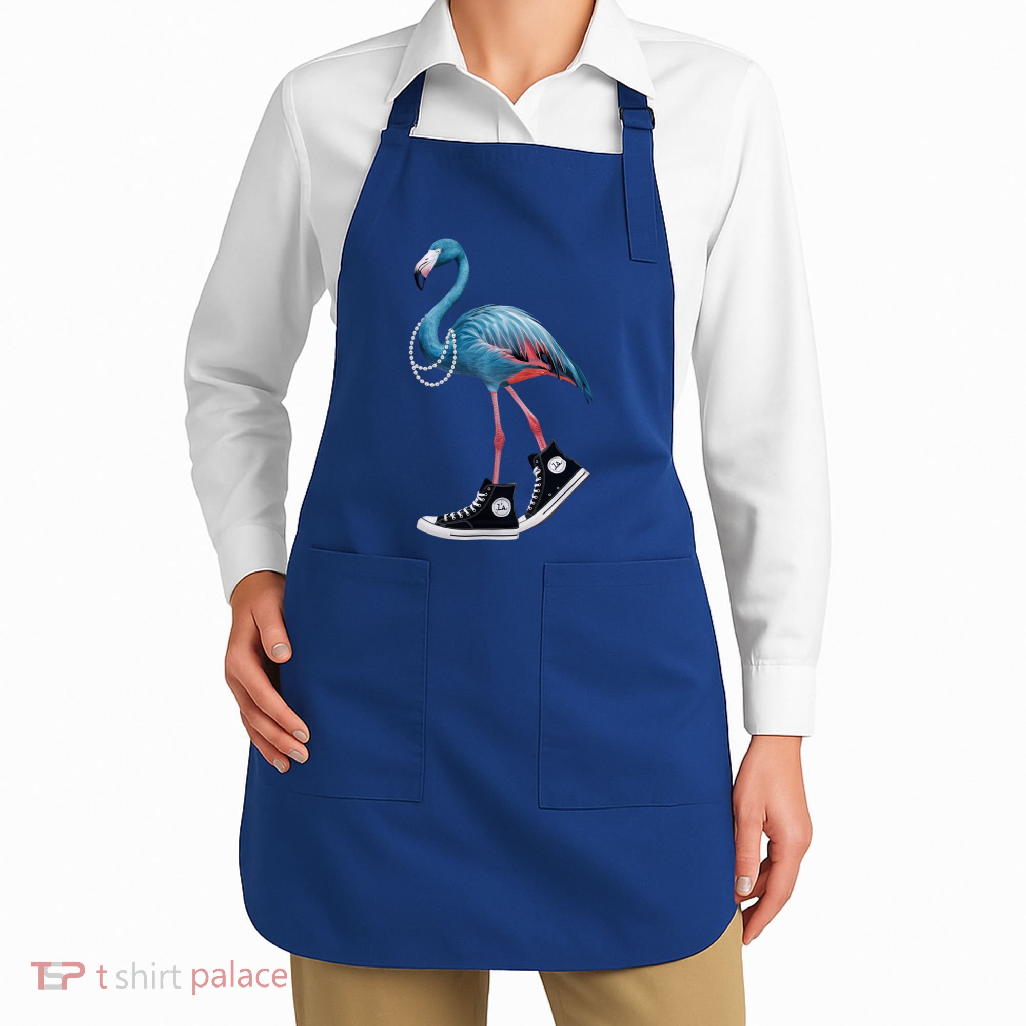 Chucks And Pearls Vote Blue Flamingo Comma La Kamala Harris Funny Gift Apron