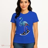 Chucks And Pearls Vote Blue Flamingo Comma La Kamala Harris Funny Gift Women's T-Shirt thumb 4
