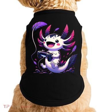 Cute Axolotl Playing Console Video Games Axolotl Gaming Doggie Tank