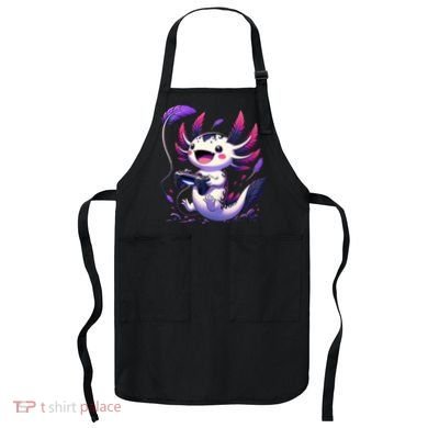 Cute Axolotl Playing Console Video Games Axolotl Gaming Apron