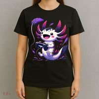 Cute Axolotl Playing Console Video Games Axolotl Gaming T-Shirt thumb 4
