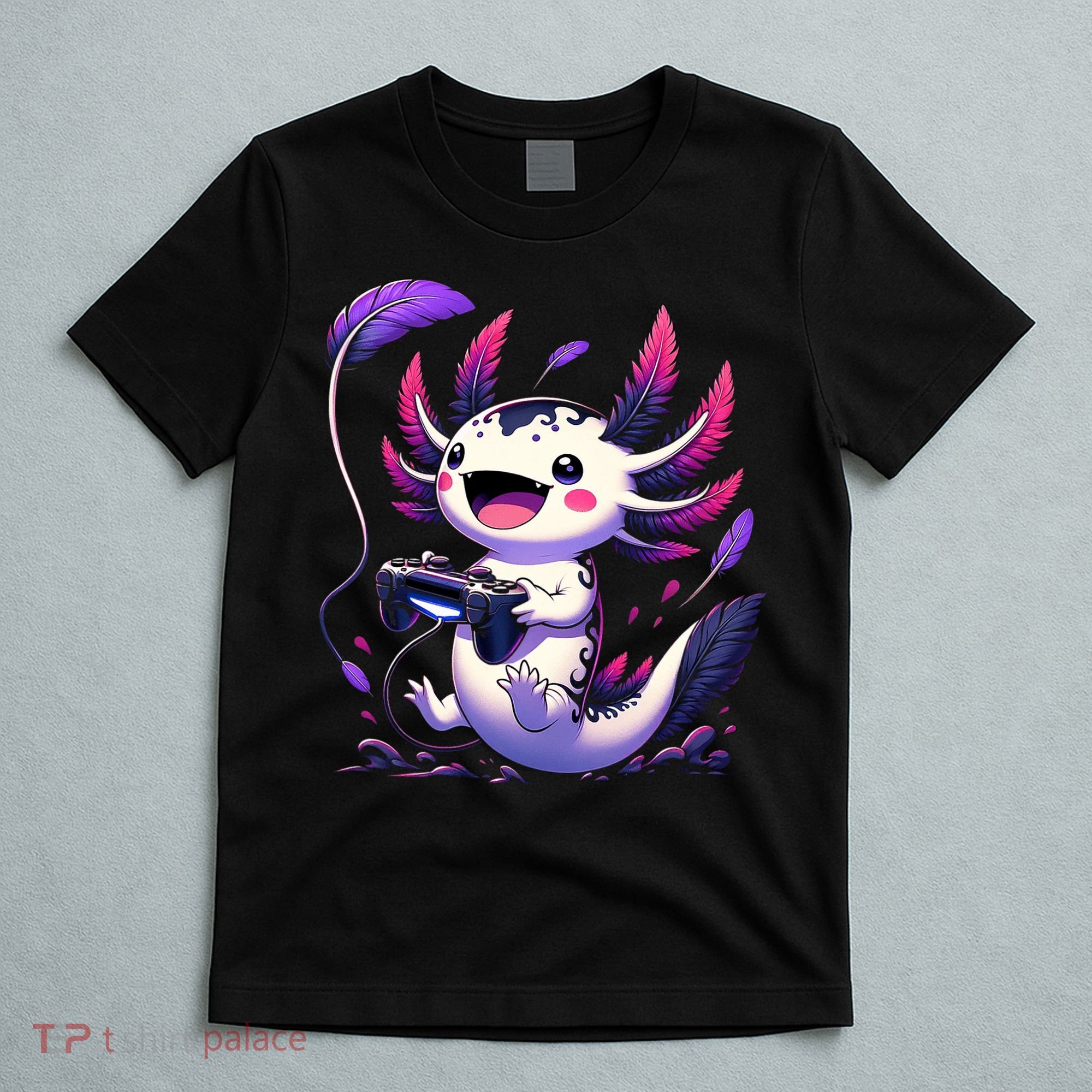 Cute Axolotl Playing Console Video Games Axolotl Gaming T-Shirt