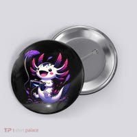 Cute Axolotl Playing Console Video Games Axolotl Gaming Button thumb 0