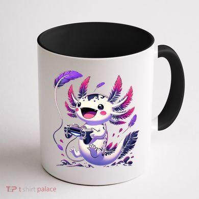 Cute Axolotl Playing Console Video Games Axolotl Gaming Coffee Mug back