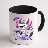 Cute Axolotl Playing Console Video Games Axolotl Gaming Coffee Mug thumb 1
