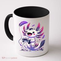 Cute Axolotl Playing Console Video Games Axolotl Gaming Coffee Mug thumb 0