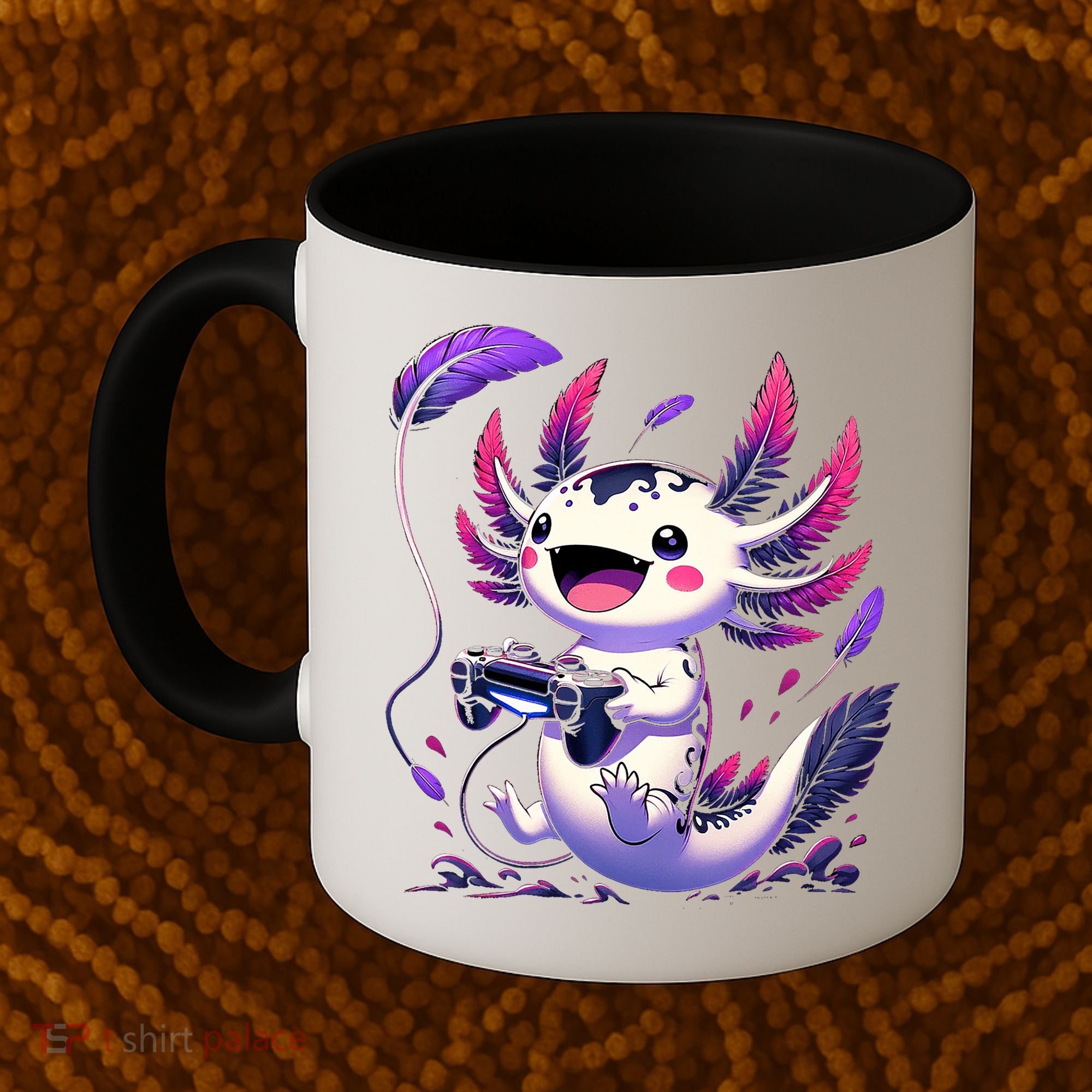 Cute Axolotl Playing Console Video Games Axolotl Gaming Coffee Mug