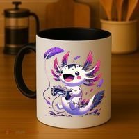 Cute Axolotl Playing Console Video Games Axolotl Gaming Coffee Mug thumb 4