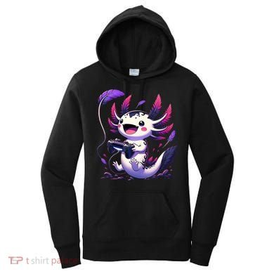 Cute Axolotl Playing Console Video Games Axolotl Gaming Women's Hoodie