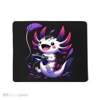 Cute Axolotl Playing Console Video Games Axolotl Gaming Mousepad thumb 0