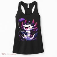 Cute Axolotl Playing Console Video Games Axolotl Gaming Women's Tank Top thumb 0