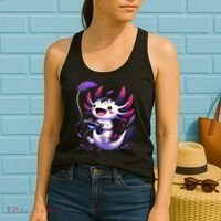 Cute Axolotl Playing Console Video Games Axolotl Gaming Women's Tank Top thumb 2