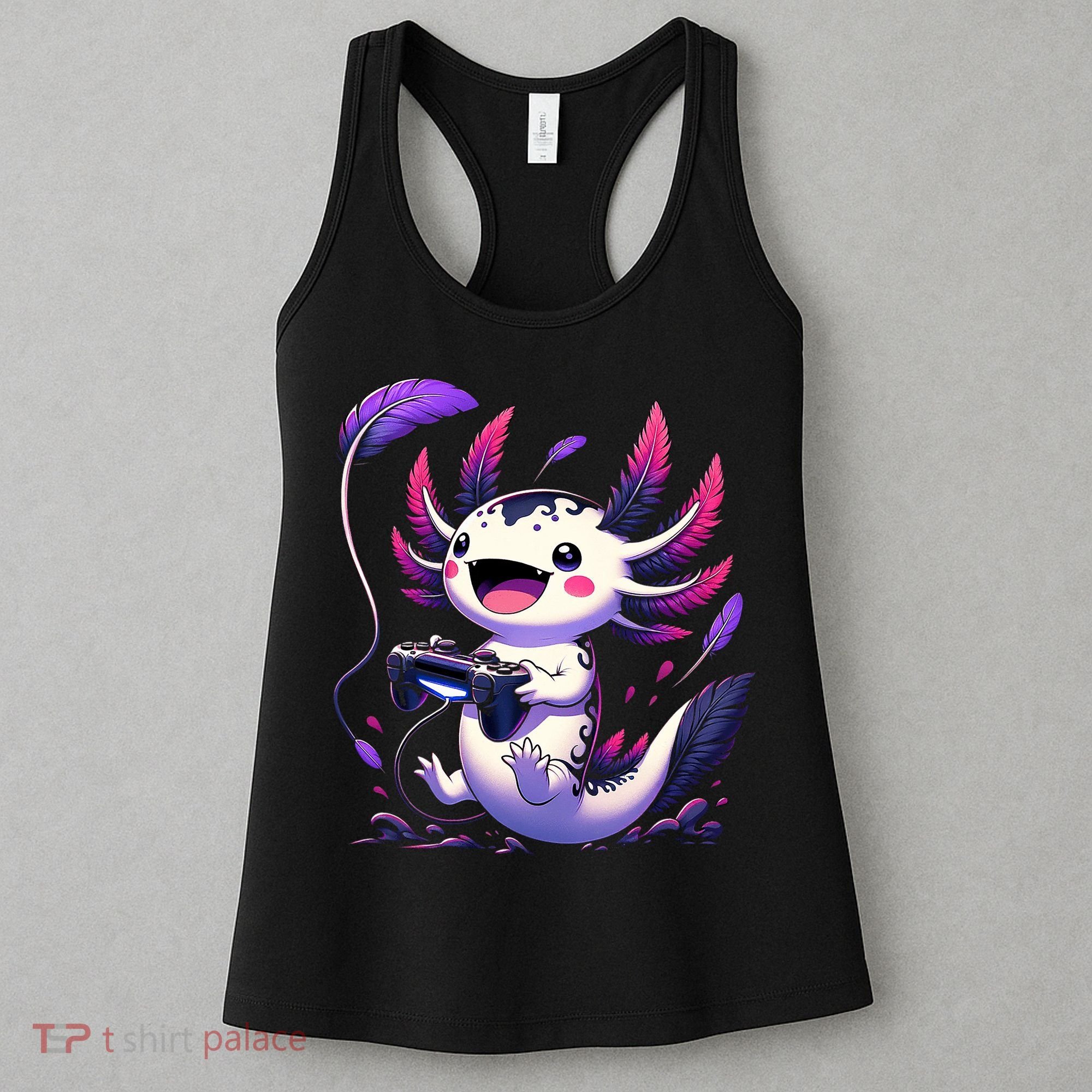 Cute Axolotl Playing Console Video Games Axolotl Gaming Women's Tank Top
