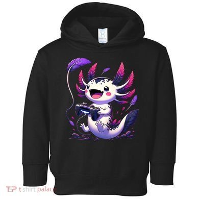 Cute Axolotl Playing Console Video Games Axolotl Gaming Toddler Hoodie