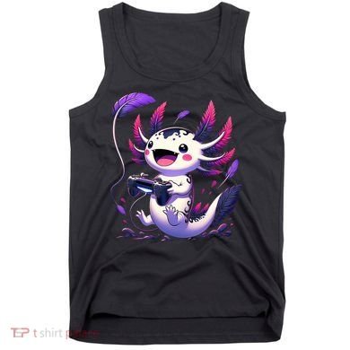 Cute Axolotl Playing Console Video Games Axolotl Gaming Tank Top