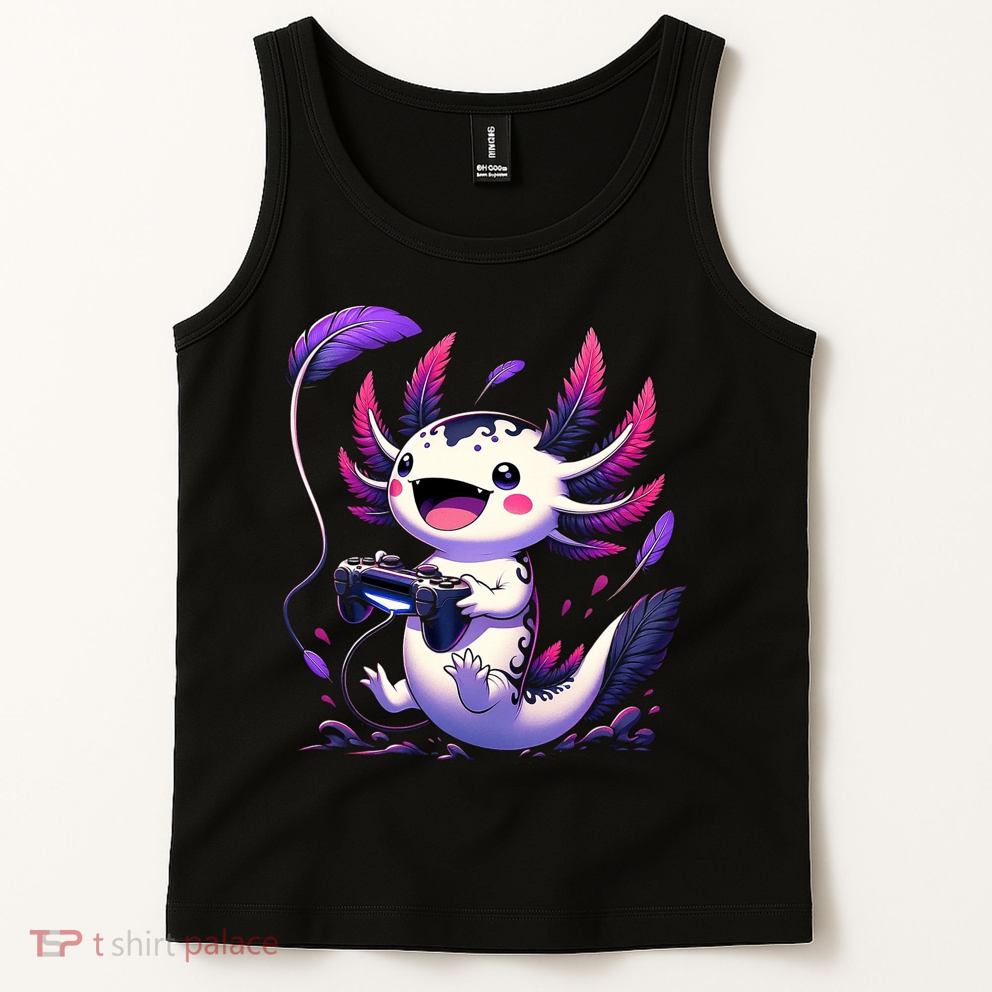 Cute Axolotl Playing Console Video Games Axolotl Gaming Tank Top
