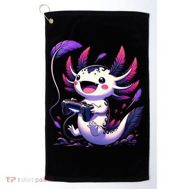 Cute Axolotl Playing Console Video Games Axolotl Gaming Golf Towel