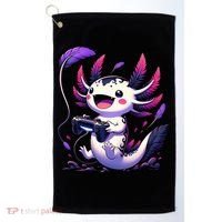 Cute Axolotl Playing Console Video Games Axolotl Gaming Golf Towel thumb 0