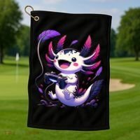 Cute Axolotl Playing Console Video Games Axolotl Gaming Golf Towel thumb 1