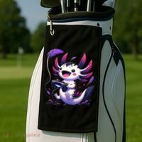 Cute Axolotl Playing Console Video Games Axolotl Gaming Golf Towel thumb 2