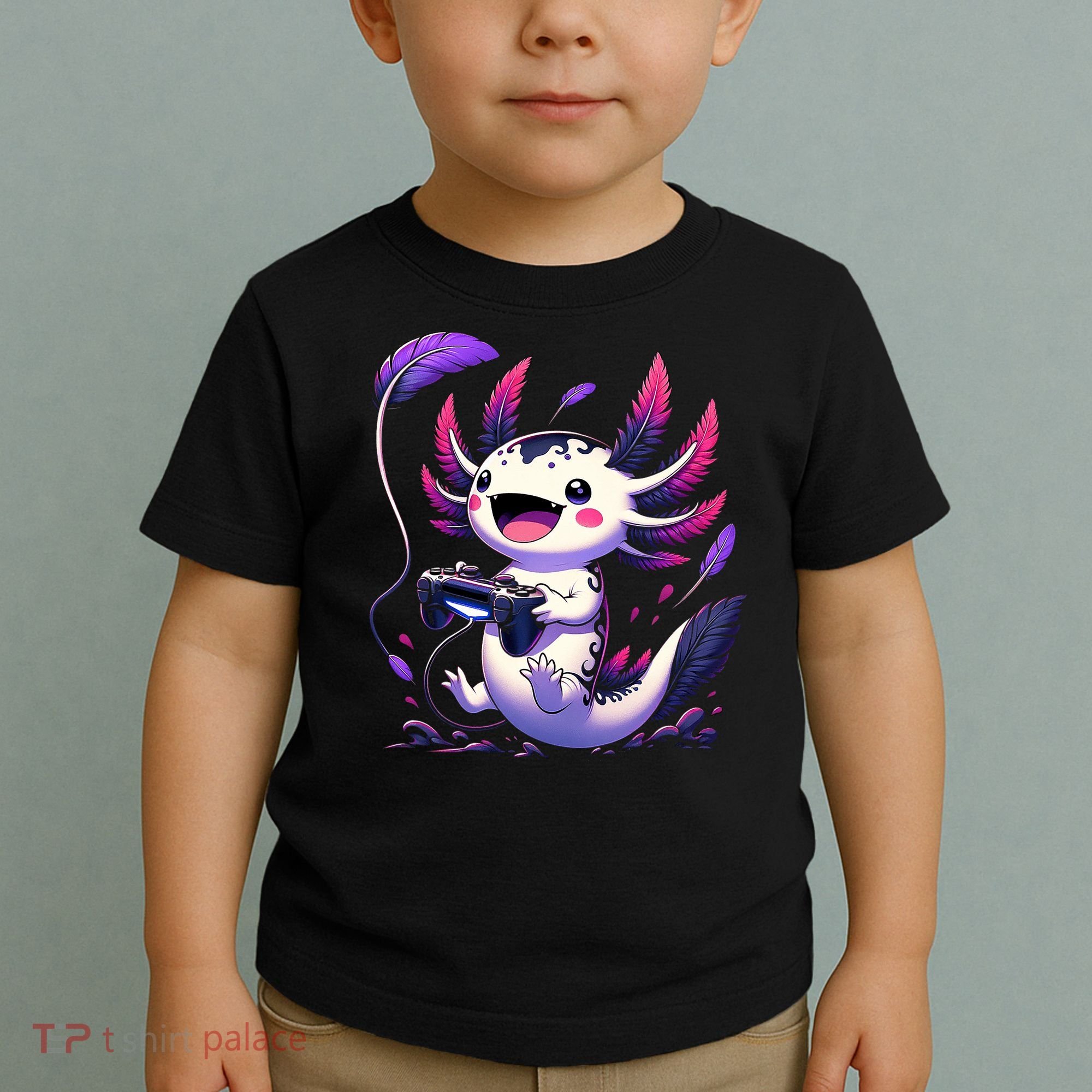 Cute Axolotl Playing Console Video Games Axolotl Gaming Toddler T-Shirt
