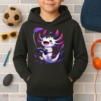Cute Axolotl Playing Console Video Games Axolotl Gaming Kids Hoodie thumb 2