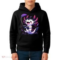 Cute Axolotl Playing Console Video Games Axolotl Gaming Kids Hoodie thumb 4