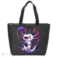Cute Axolotl Playing Console Video Games Axolotl Gaming Tote Bag thumb 0