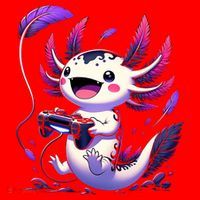 Cute Axolotl Playing Console Video Games Axolotl Gaming Santa Hat thumb 1