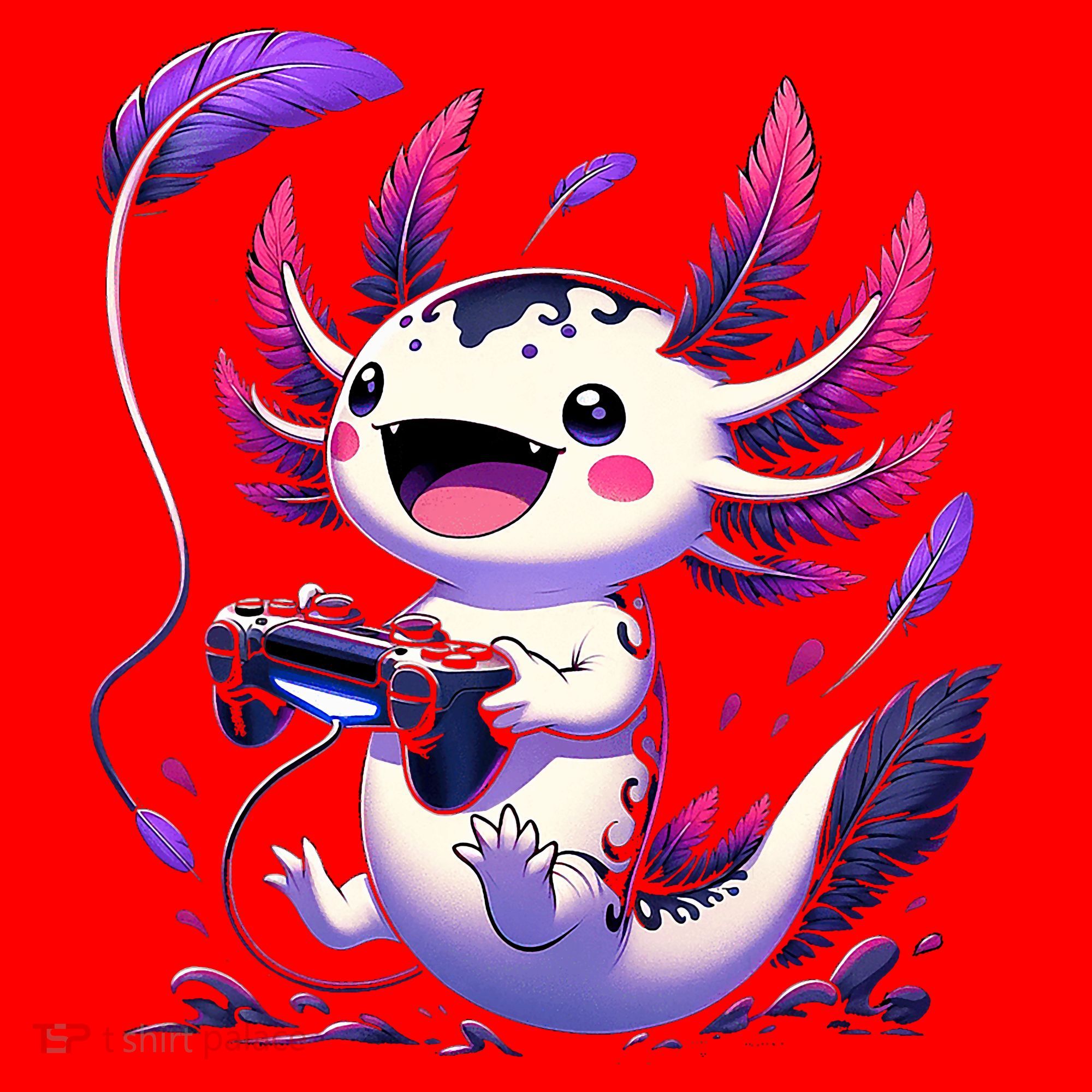 Cute Axolotl Playing Console Video Games Axolotl Gaming Santa Hat