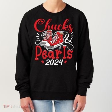 Chucks And Pearls Im With Her Kamala 2024 Women's Sweatshirt