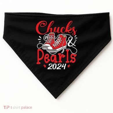 Chucks And Pearls Im With Her Kamala 2024 USA-Made Doggie Bandana