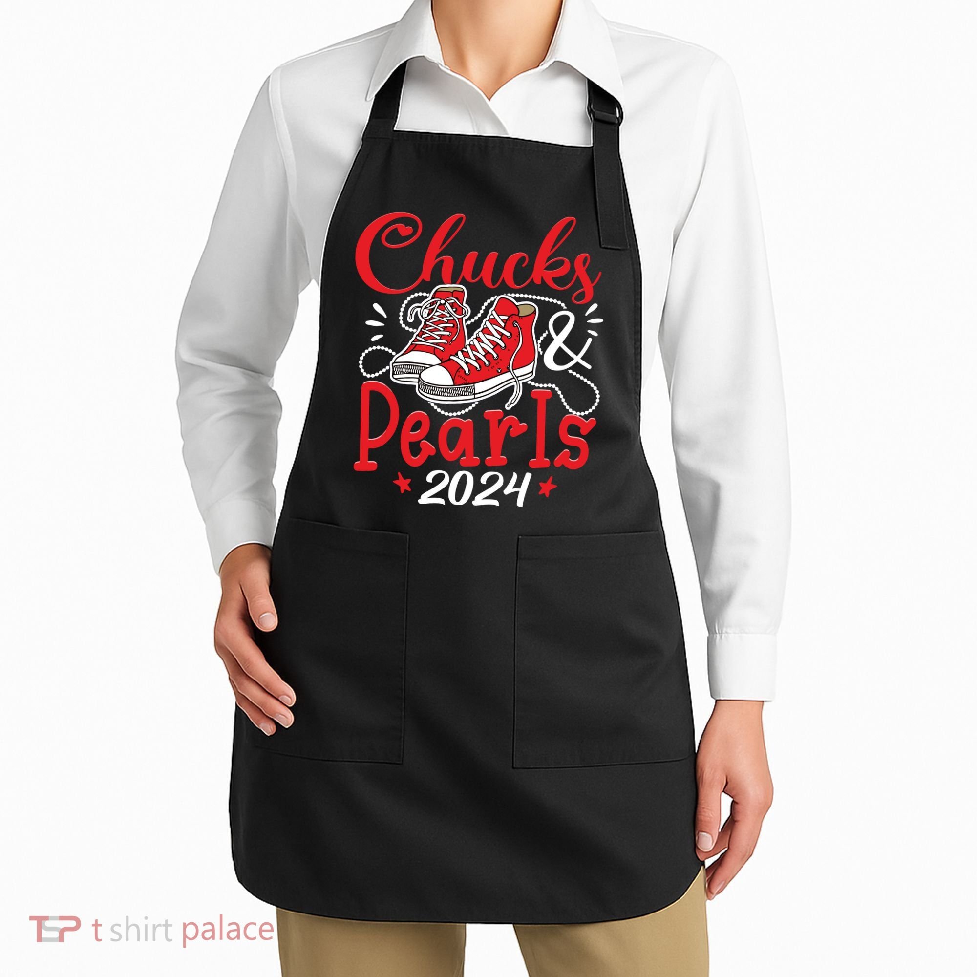 Chucks And Pearls Im With Her Kamala 2024 Apron