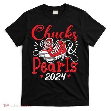 Chucks And Pearls Im With Her Kamala 2024 T-Shirt